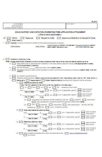 child custody application form