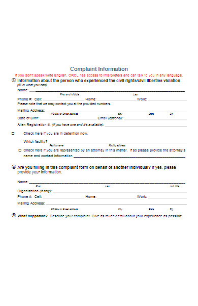 civil complaint submission form
