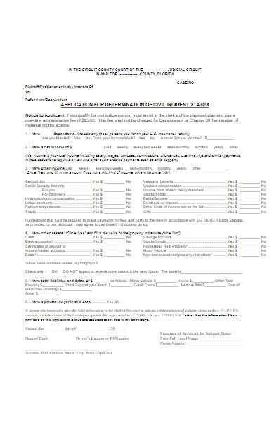 civil determination application form