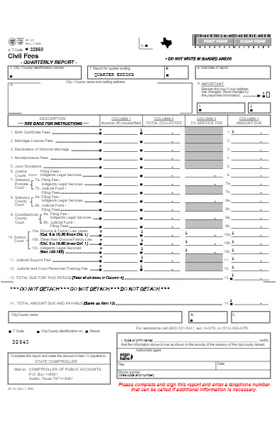 civil fees report form