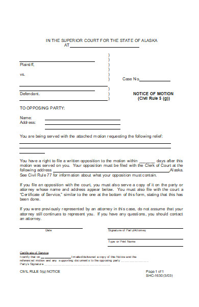 civil motion notice form