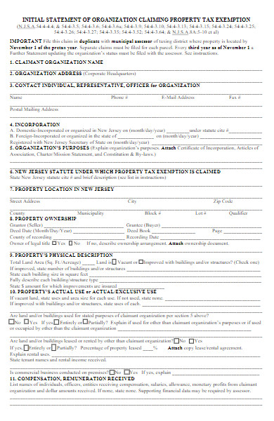 claiming property tax exemption form