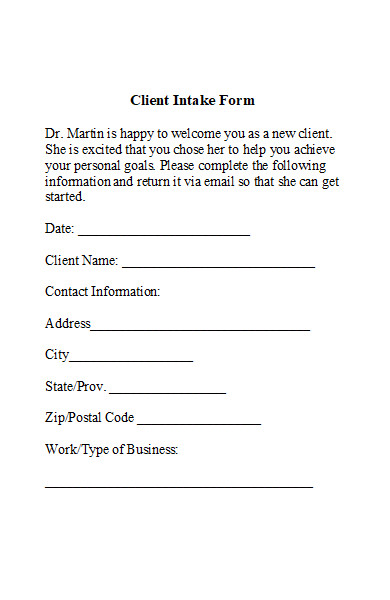 client inatake form