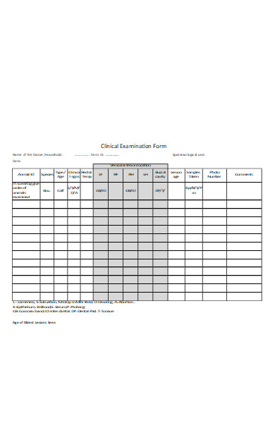 clinical examination form