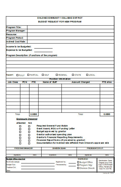college budget request form