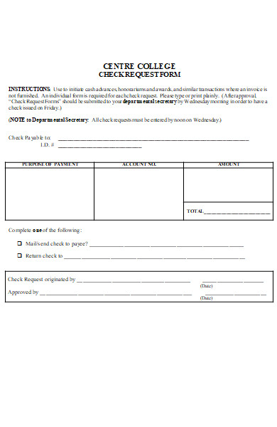 college check request form