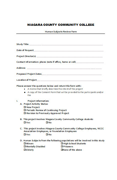 college research review form