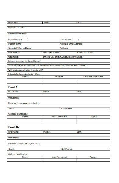 college student response form