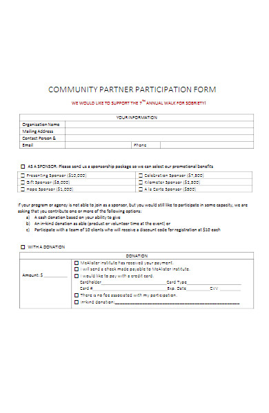 community partner participation form