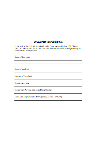community response form