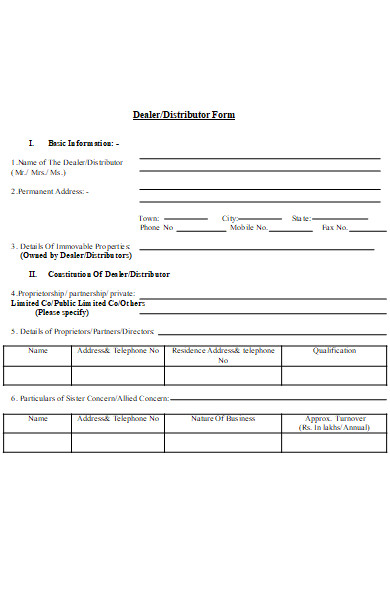 company distributor form