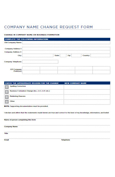 company name change request form