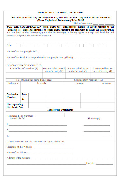 company securities transfer form