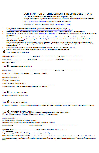 confirmation of enrollment request form