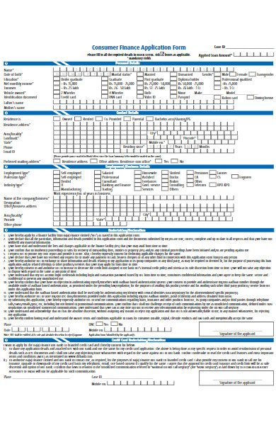 consumer finance application form