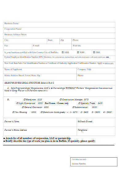 contractor license application form