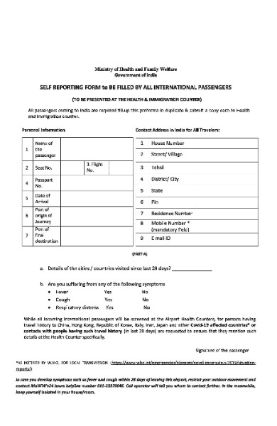 covid 19 self declaration form