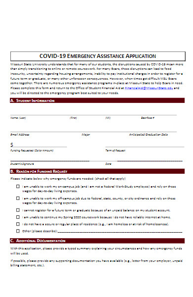 covid 19 emergency assistance application form