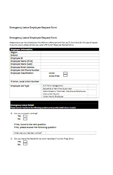covid 19 emergency leave employee request intake form