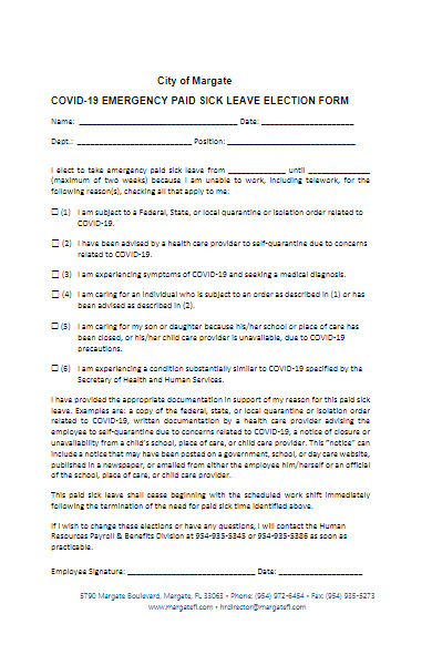 covid 19 emergency paid sick leave election form
