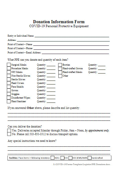 covid19 ppe donation form