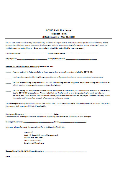 covid19 paid sick leave request form