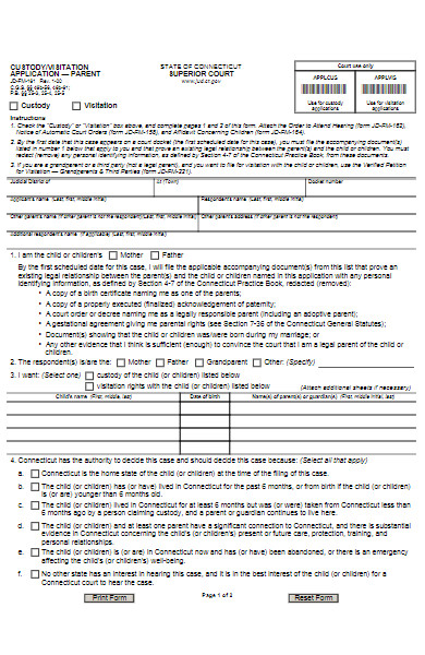 custody application form