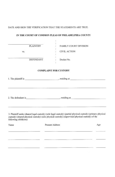 custody compliant form