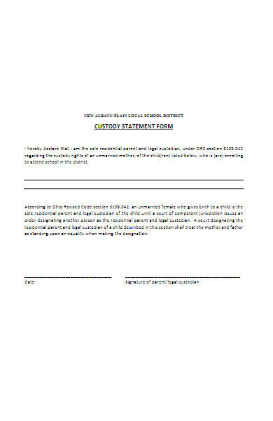custody statement form