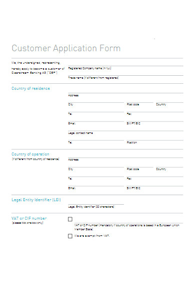customer application form