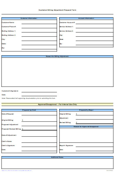 customer billing adjustment request form