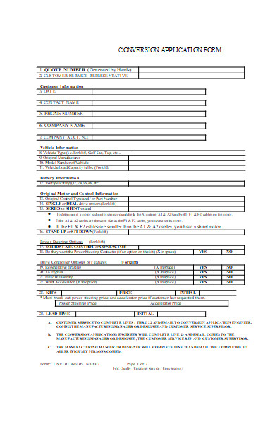 customer conversion application form