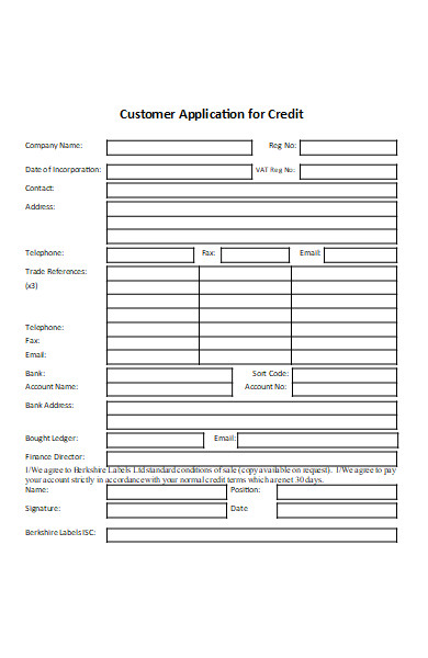 customer credit application form