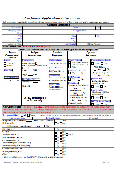 customer information application form