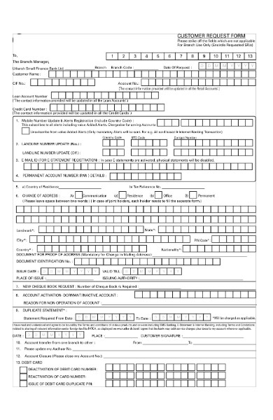 customer request application form
