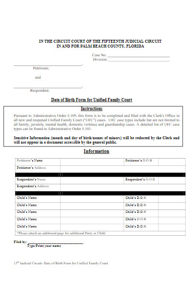 date of birth form