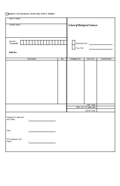 direct purchase input form
