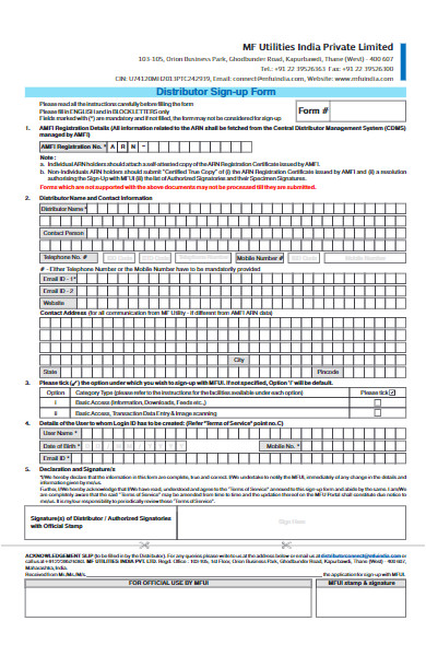 distributor e mail signup form