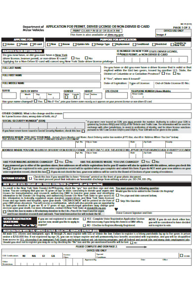 driver license id card application form