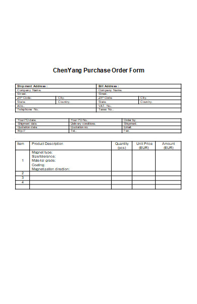 electronic material purchase order form