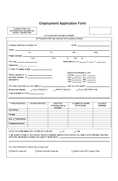employment application form example