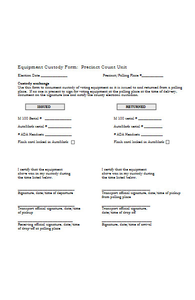 equipment custody form