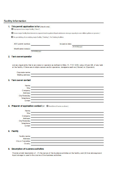 facility permit application form