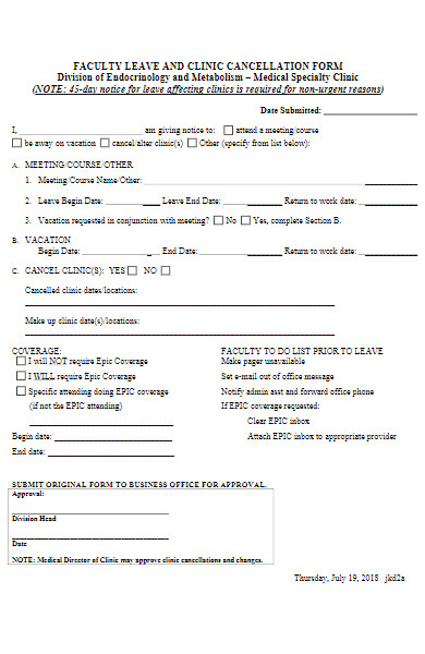 faculty leave cancellation form