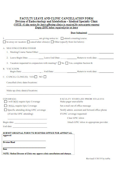 faculty leave form format