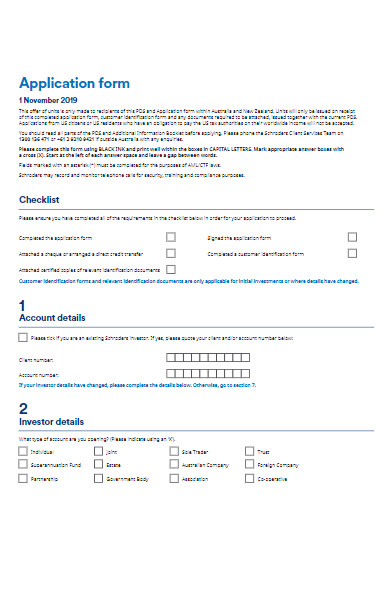 financial customer application form