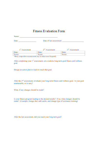 fitness evaluation form
