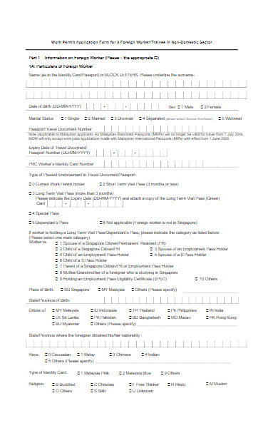 foreign worker permit form