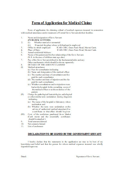 form of application for medical claims1