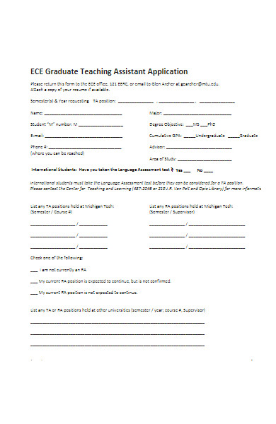graduate teaching assistant application form